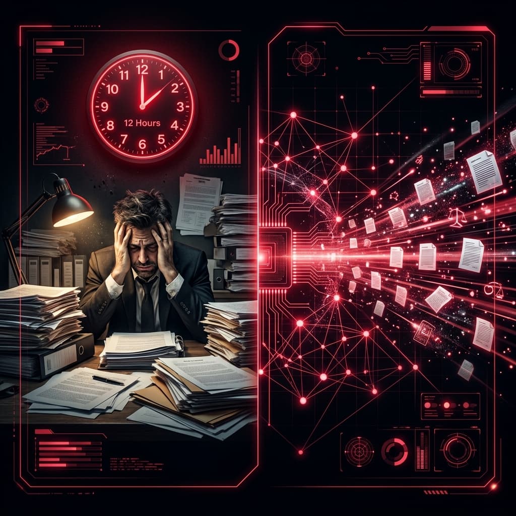 The contrast between manual review and AI swarm processing