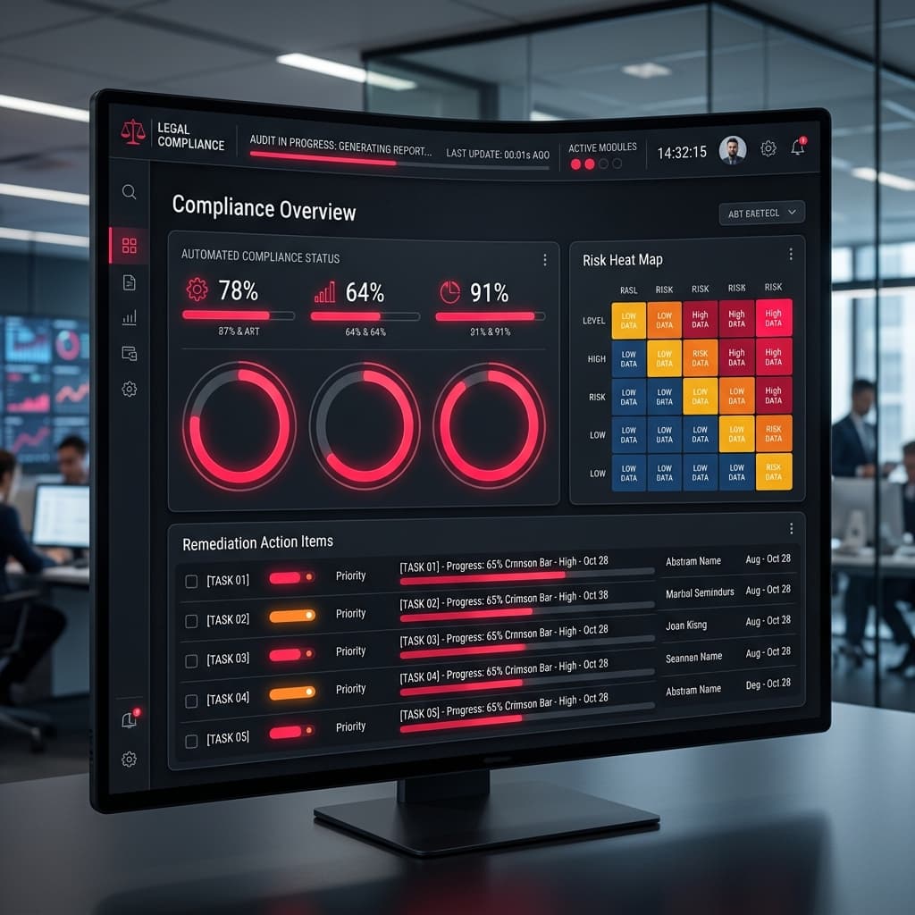 Automated compliance audit report with risk heat maps