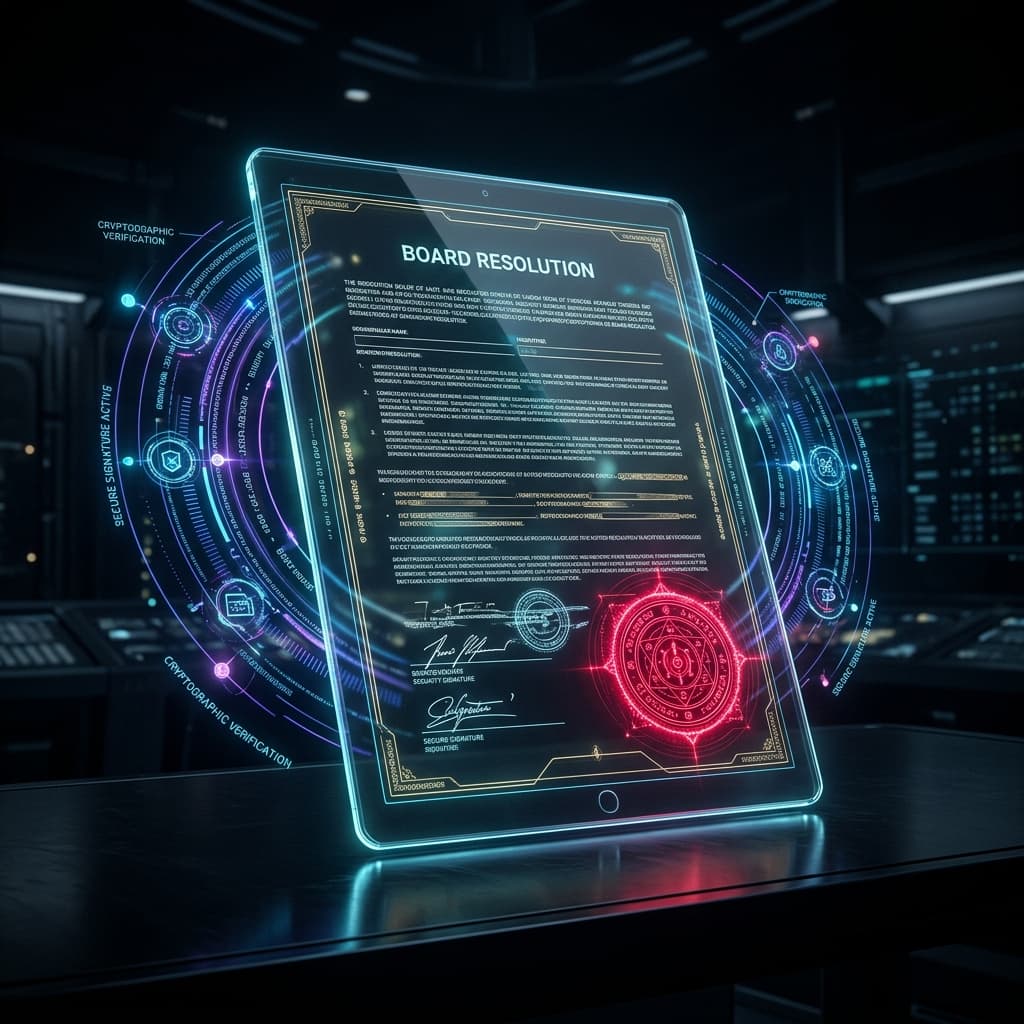 Cryptographic board resolution signing